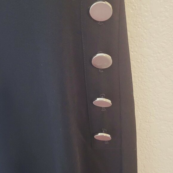 Ann Taylor Black Jersey Button Accent Jersey Midi Dress Size 0 Petite - Picture 5 of 12